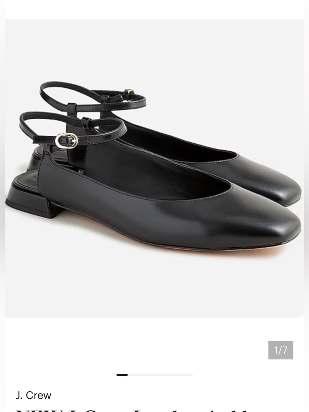 J. Crew Black Leather Ankle-Strap Flats